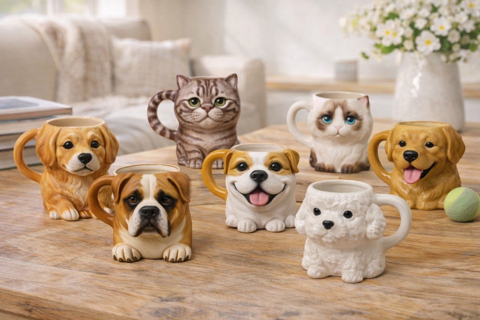 Bloomingware Pet Collection — all ceramic dog and cat mugs group shot