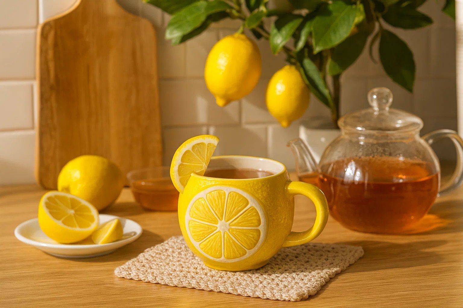 Bloomingware fruit mug collection — ceramic lemon, cherry, and citrus-shaped mugs