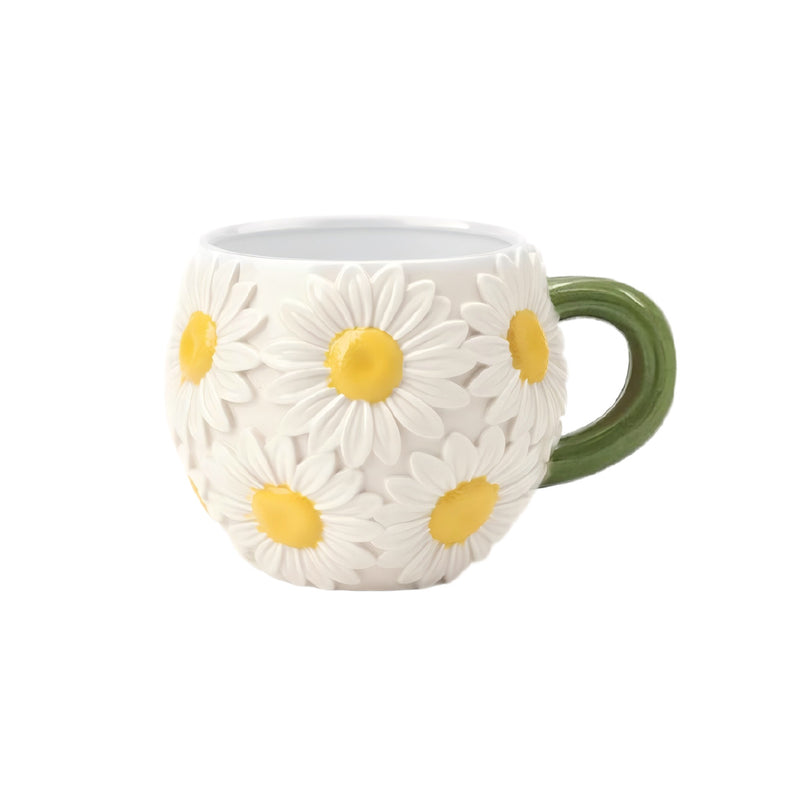 Bloomingware BM-39 Daisy Meadow Relief ceramic flower mug 16oz — tactile daisy texture