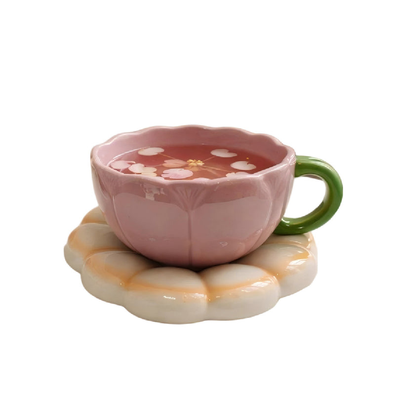 Bloomingware BM-37 Blossom Glow Daisy Pink ceramic flower mug 16oz — soft pink petals