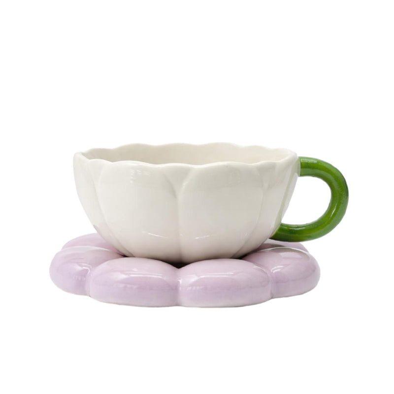 Bloomingware BM-38 Daisy White sculpted petal ceramic cup 16oz