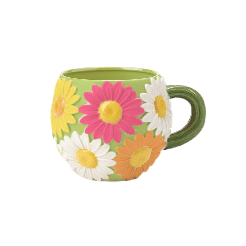 Bloomingware BM-42 Fiesta Daisy Meadow Green ceramic mug 16oz — green daisy design
