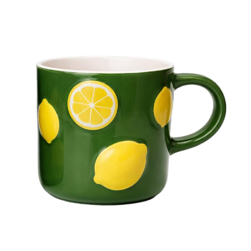 Bloomingware BM-60 Garden Lemon Parade ceramic mug 16oz — lemon pattern on green