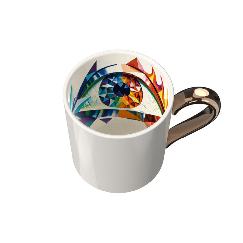 Bloomingware BM-22 Fire Peace Artist ceramic mug 14oz with gold handle — hidden fire art