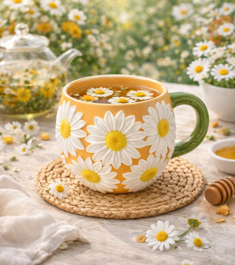 Sunset Daisy Meadow Relief Flower Mug